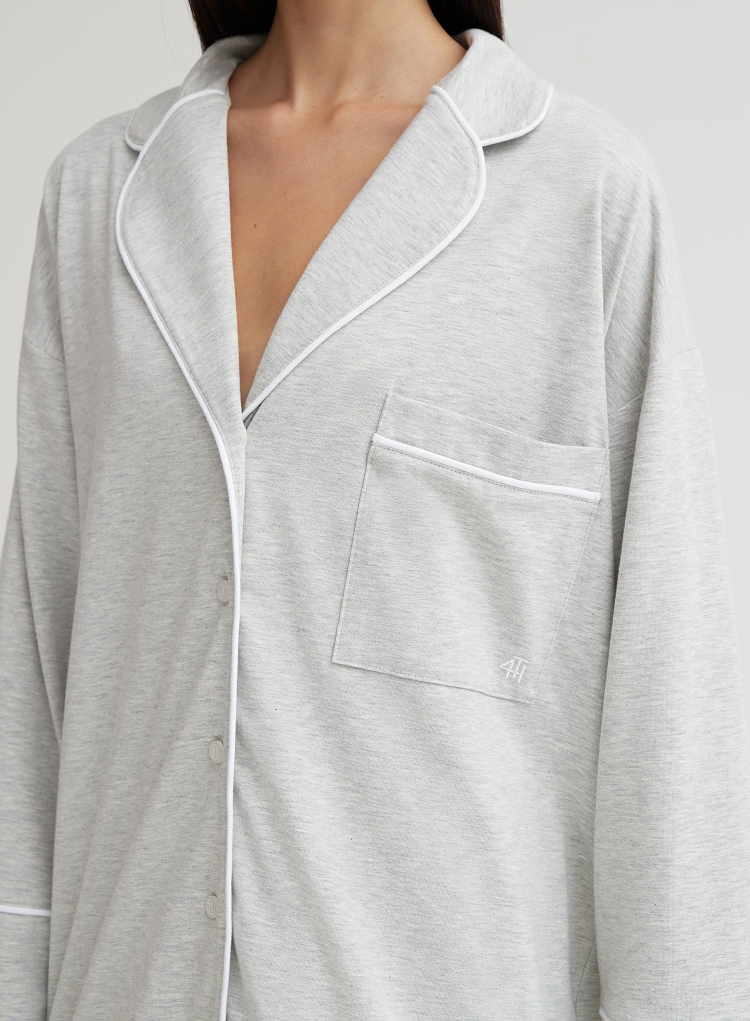 Grey Marl Jersey Pyjama Shirt